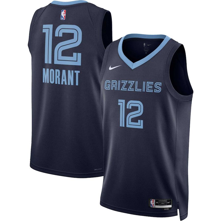 Men Memphis Grizzlies #12 Ja Morant Nike Navy Icon Edition 2022-23 Swingman NBA Jersey